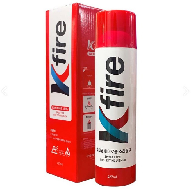 K파이어 휴대용 스프레이 소화기, 427ml, 화이트 + 레드, 1개