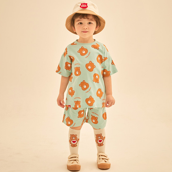 Care Bears 童款滿版圓滾滾小熊短袖居家服套裝