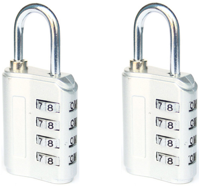 트래블큐브 4다이얼 안전자물쇠 실버, 2개