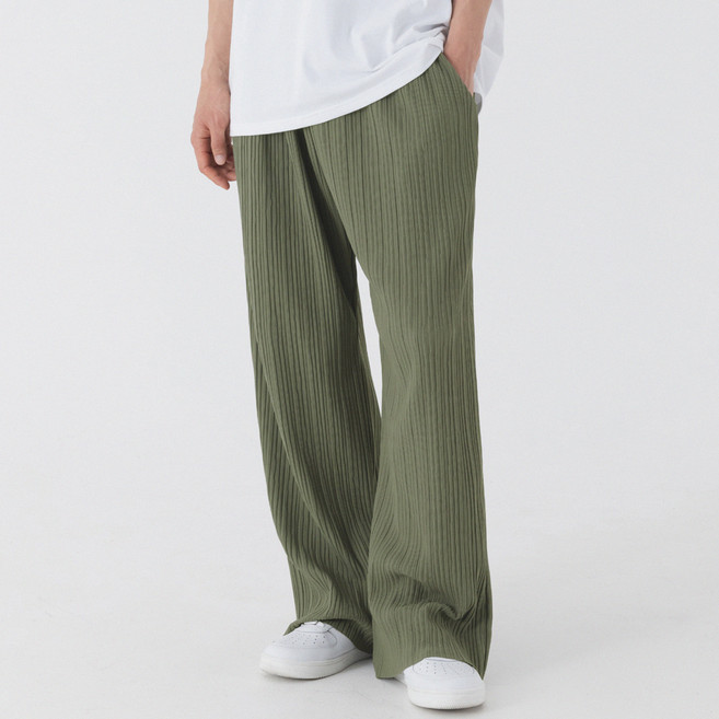 피아네르 남녀공용 컴포터블 와이드 플리츠 팬츠