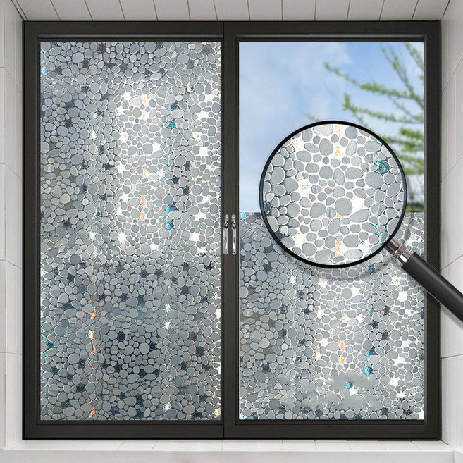 피어니스트 무점착 사생활 보호 창문 시트지, 조약돌, 100 x 200 cm