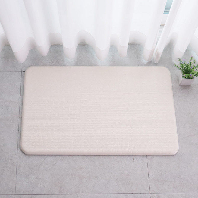 마켓플랜 양면 볼륨 주방매트, 밀크아이보리 + 린넨, 1개