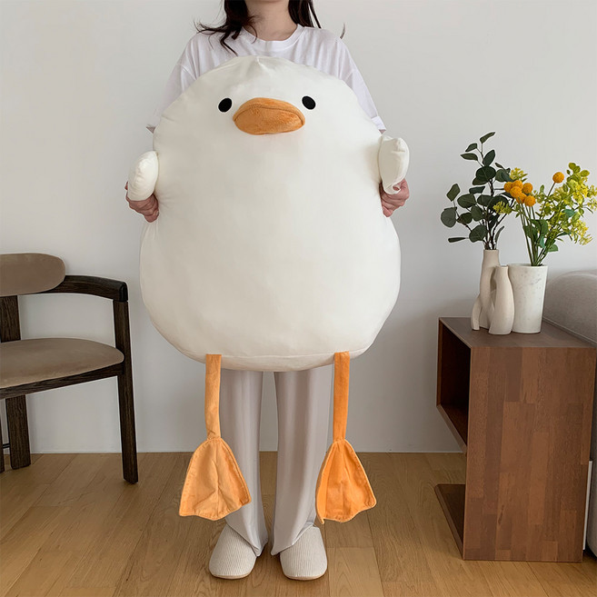 다다랜드 오리 쫀득쫀득 모찌 인형 쿠션 낮잠 애착 대형 베개, 화이트