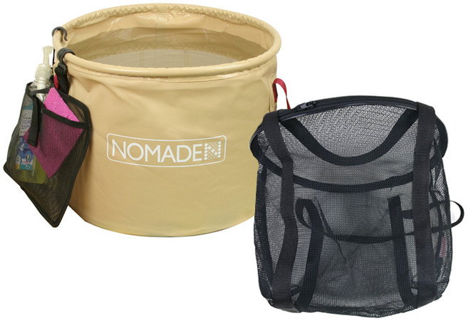노마드 설거지통 28L+그물망 세트, 아이보리(바스켓), 블랙(그물망)