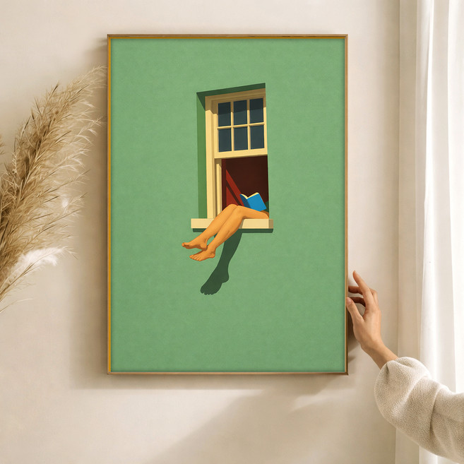 퍼니즈 홈 카페 포스터 그린 윈도우