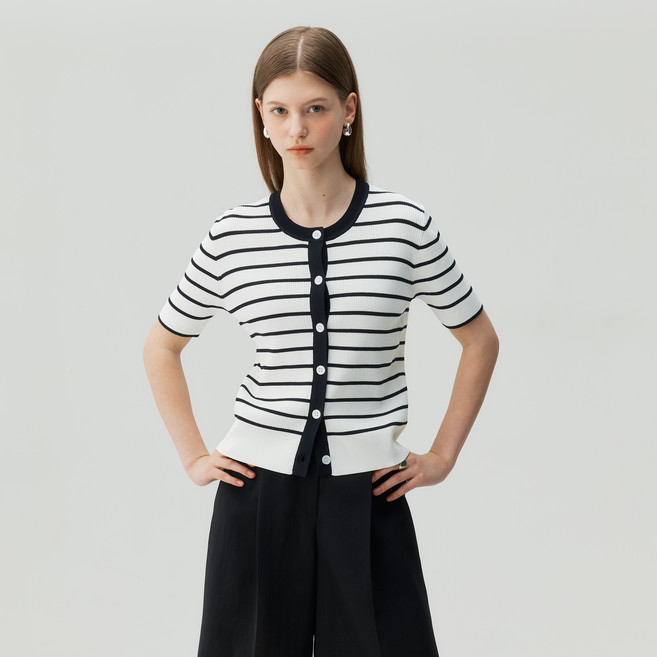 마인드브릿지 여성용 스트라이프 가디건 MZCD3202