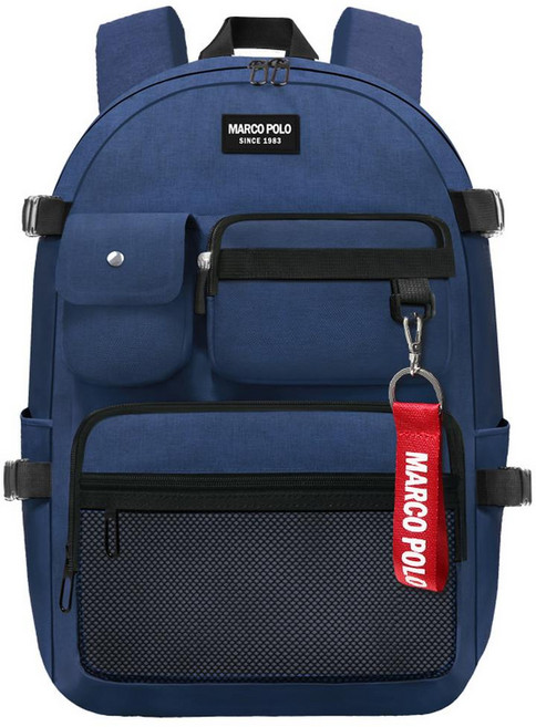 marco polo 多口袋後背包 + 鑰匙圈 MP6485, 海軍
