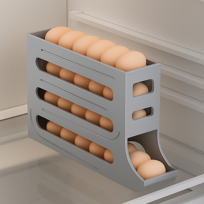 바른리빙 스르륵 자동 계란보관함, 그레이, 1개