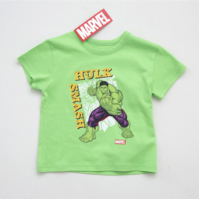 마블 아동용 통기성 헐크 캐릭터 반팔 면 티셔츠