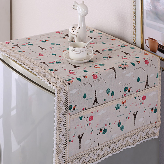 MF스토어 포켓 린넨 패브릭 레이스 다용도 전자레인지 냉장고 세탁기 건조기 커버, F타입