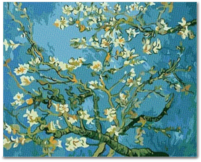 ADICO DIY 鑽石畫 梵谷的杏花2 50 x 40 cm BH45, 混合色, 1個