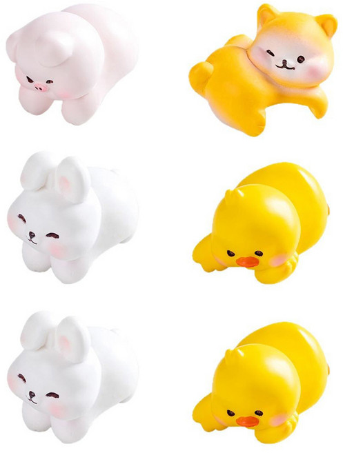 투데이리빙 책상 꾸미기 미니어쳐 동물 피규어 토끼 2p + 오리 2p + 돼지 + 시바견 세트 CD_OAT_AL004Q, 화이트, 옐로우, 핑크, 1세트