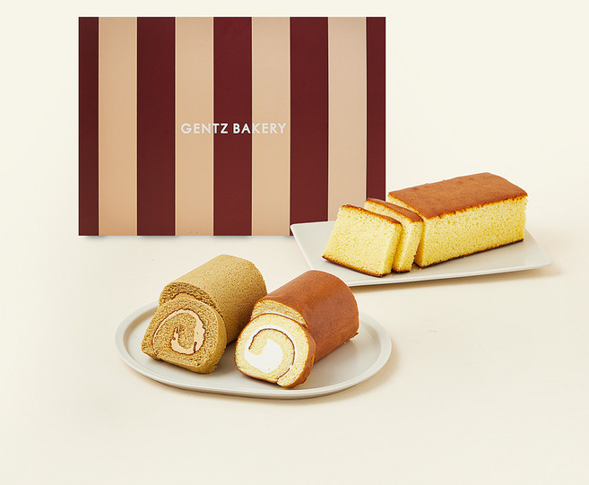 겐츠베이커리 롤 2종 + 쌀카스테라 세트 930g + 쇼핑백, 1세트