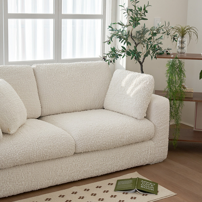 베베데코 고탄력 만능 스판 분리형 올핏 뱀부 쇼파커버, 크림화이트, 1개