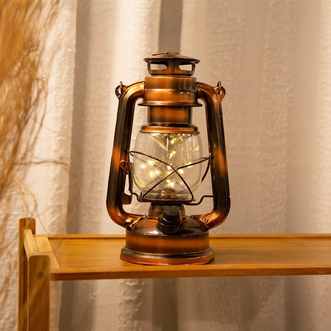 LED 감성 캠핑 랜턴 무드등 S 12 x 12 x 19 cm, 브라운