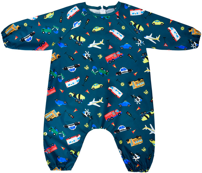 바니키즈 유아용 방수 전신 엉덩이 무봉제 미술가운, 자동차