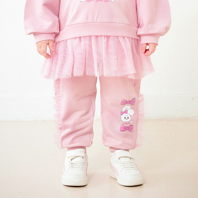 mollimelli 女童花卉兔子紗裙褲