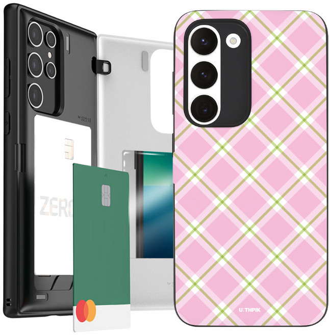 유스픽 마그네틱 카드포켓 휴대폰 케이스 캔디 체크