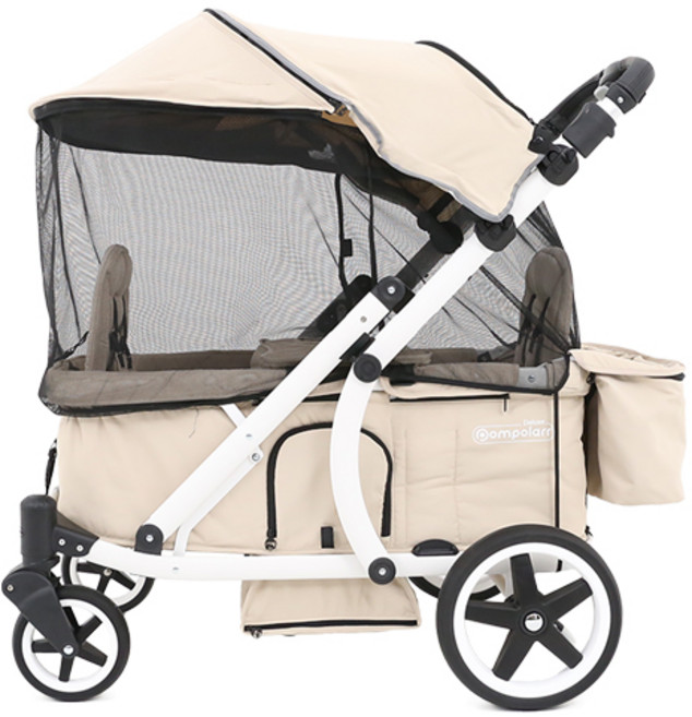 pompolarr 嬰幼兒豪華推車專用蚊帳, 黑色, 1個