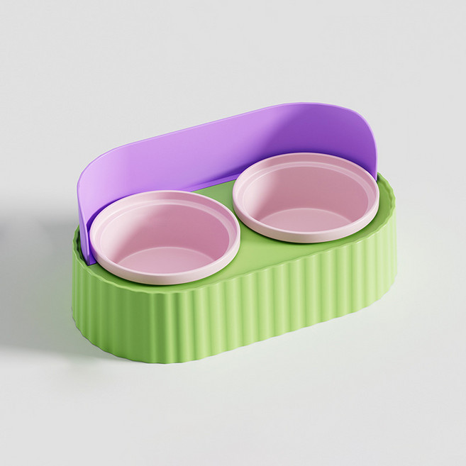 파스텔펫 반려동물 배색 흘림방지 식기 FREE, 핑크, 1개