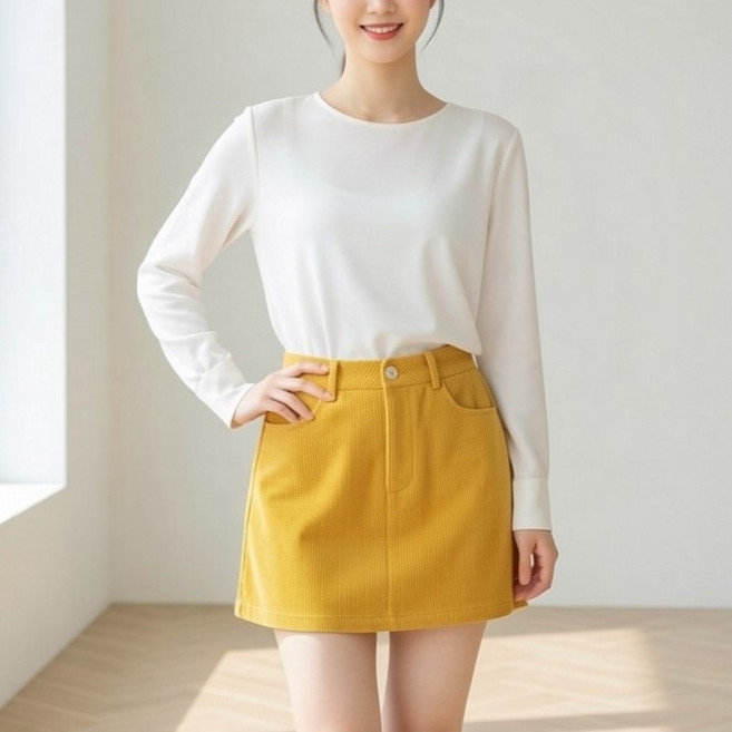 언헤브 여성용 코듀로이 A라인 미니 스커트