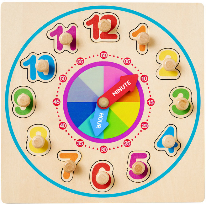 토도리브로 원목 시계 꼭지 퍼즐, 1세트, 12피스