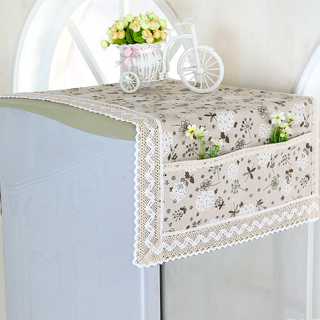 MF스토어 포켓 린넨 패브릭 레이스 다용도 전자레인지 냉장고 세탁기 건조기 커버, A타입