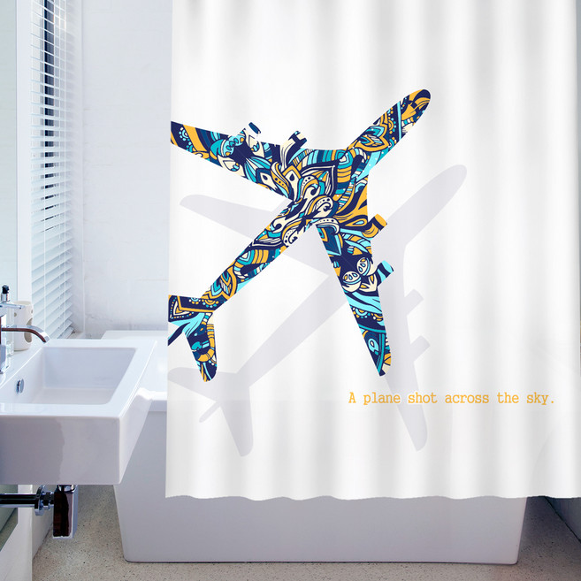 창문그리기 디자인 패브릭 샤워커튼 하늘을날다 180 x 180 cm, 1개