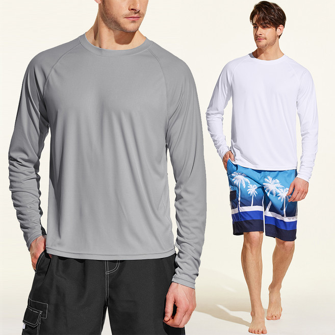 애슬리오 남성용 스윔웨어 긴팔 티셔츠 2종 세트