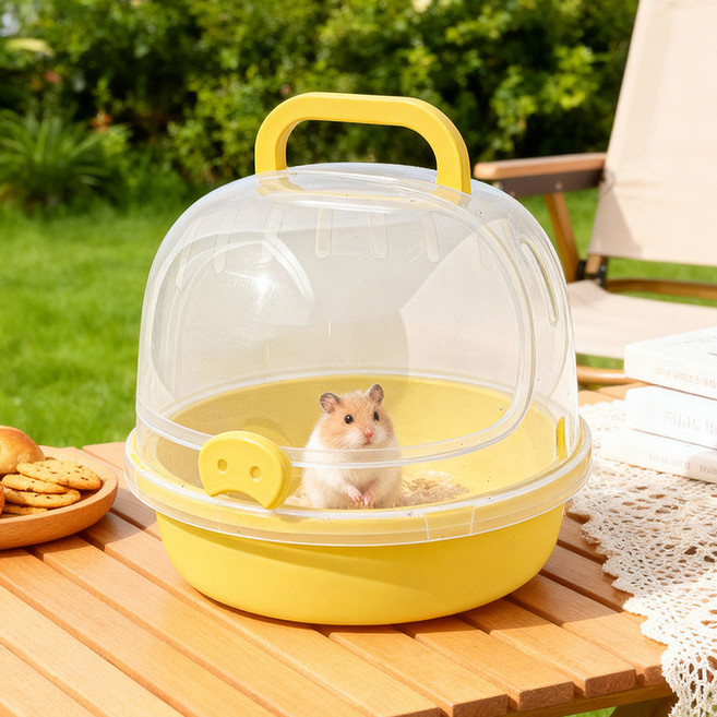 랜보어 햄스터 돼지코 돔형 이동장 18.5 x 15 cm, 옐로우, 1개