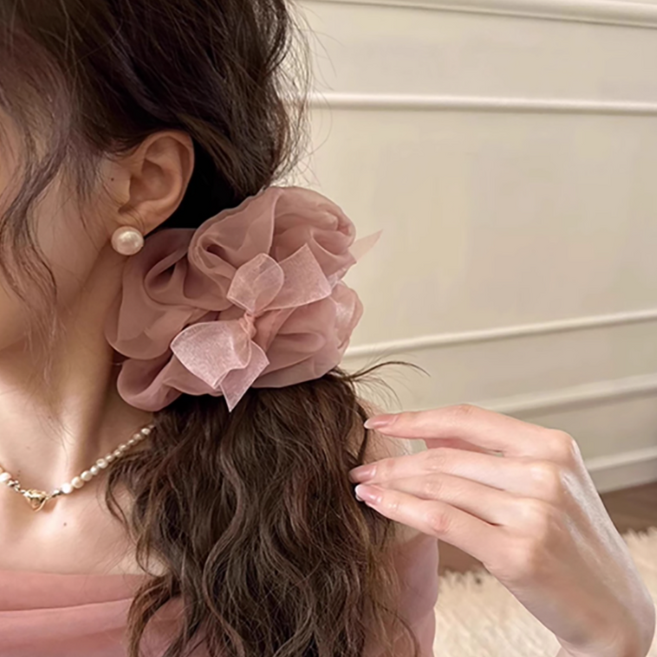 어바웃타이 쉬폰 빅 리본 대형 곱창 헤어 머리끈 26TSP3751
