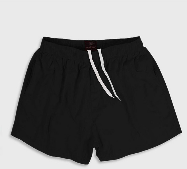 男士海灘衝浪游泳短褲, 黑色