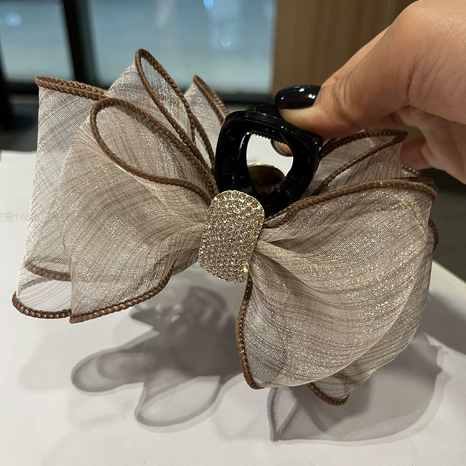 수스다 큐빅포인트 쉬폰 빅사이즈 헤어 집게핀