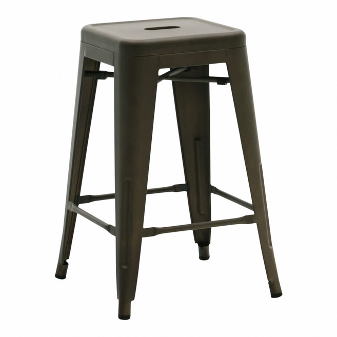 E-home Vali瓦力工業風可堆疊金屬吧檯椅 40 x 40 x 61cm NKC004C-gmtl, 槍色, 1個