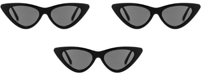 Mii Mii Party 潮流復古太陽眼鏡三件組, 1組, 黑色三角形