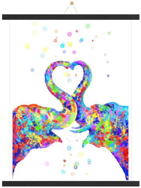 우드족자 31cm + 코끼리B 포스터, 블랙