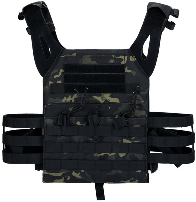 월드25 밀리터리 CS 전술조끼 AA232, 1개, 위장 블랙