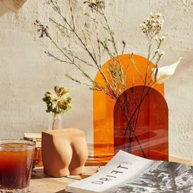 Mon Aube 居家裝飾 壓克力花瓶, 橘色