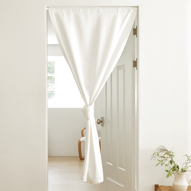 쁘리엘르 그로브 무타공 붙이는 벨크로 봉집 겸용 암막 커튼 + 자석타이백 세트