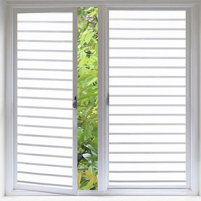 ROI라이프 빛은 통과하고 시선은 차단하는 프라이버시 유리 시트지, 흰 줄무늬