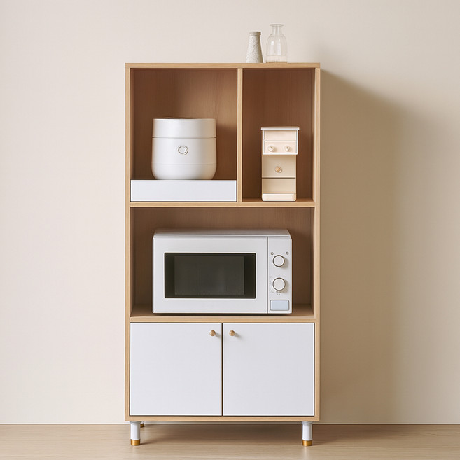 파로마 LPM 노보 멀티 주방수납 렌지대 1250*600 방문설치, 오크화이트, 3단