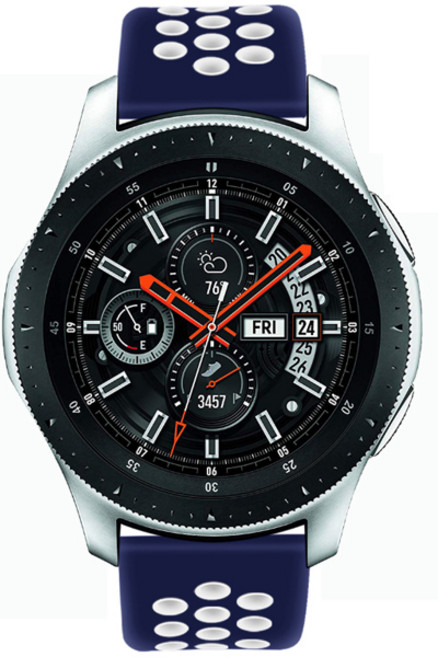 디지털빌리지 갤럭시워치3/워치4 / 액티브2 40mm / 41mm / 42mm / 44mm 펀치 리버스 실리콘 밴드 스트랩, 블루화이트