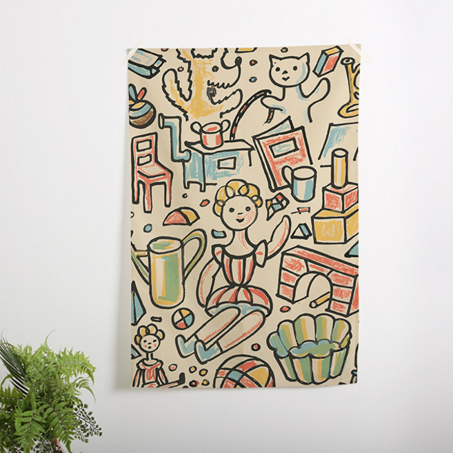 어번던스 요제프 차페크 강아지 고양이 일러스트 가림막 커튼 포스터