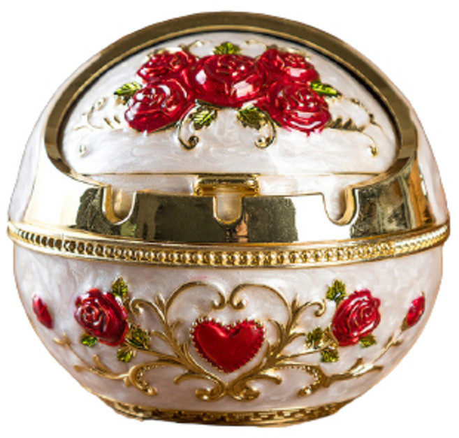 꽃무늬 미닫이 뚜껑재떨이 YT_RA349, 골드레드, 1개, 1개