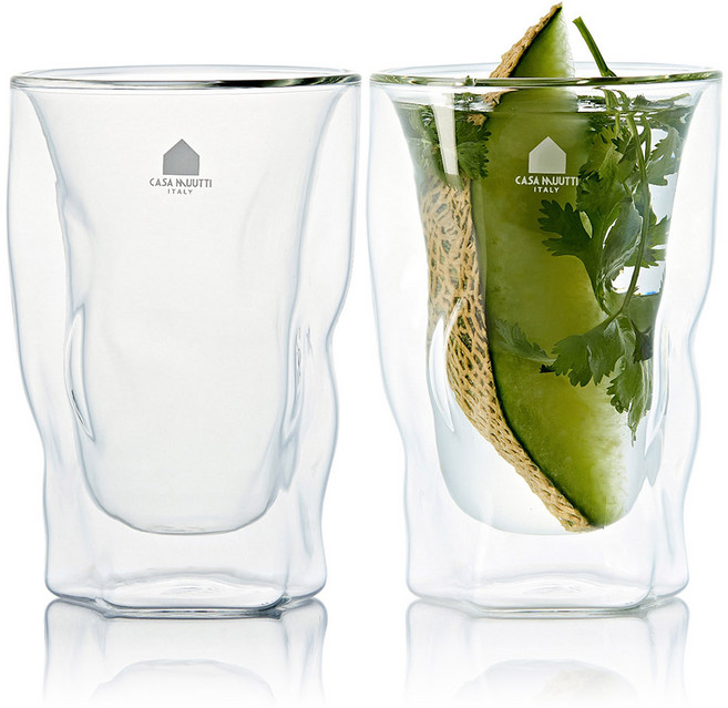 까사무띠 이중유리 더블월 이엘로 컵 300ml, 투명, 2개