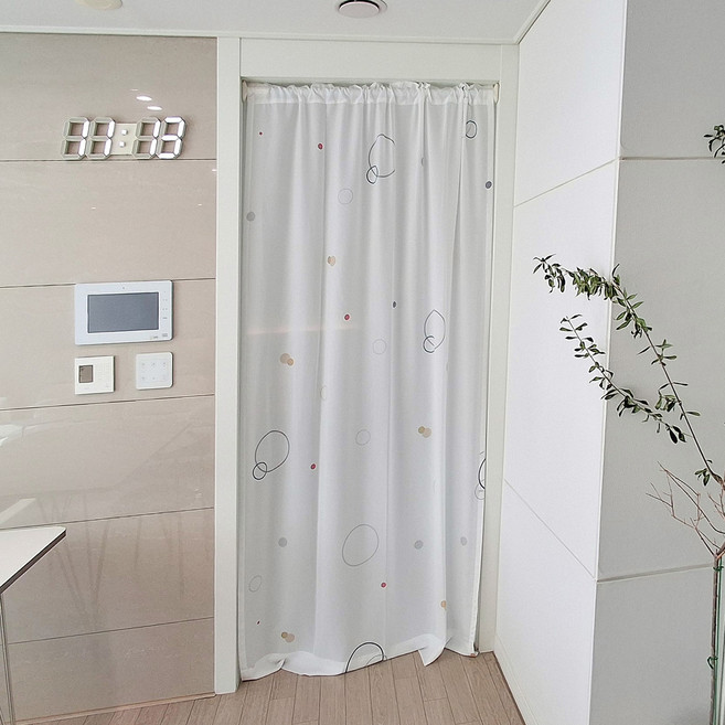 뷰하우스 봉집형 심플라운드 쉬폰커튼 롱타입