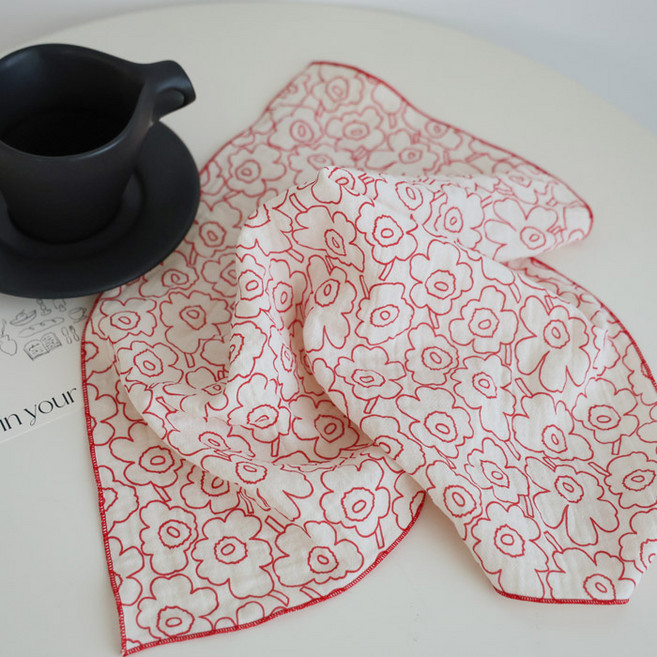 메종텍스타일 여성용 면100 이중거즈 로잉 플라워 손수건