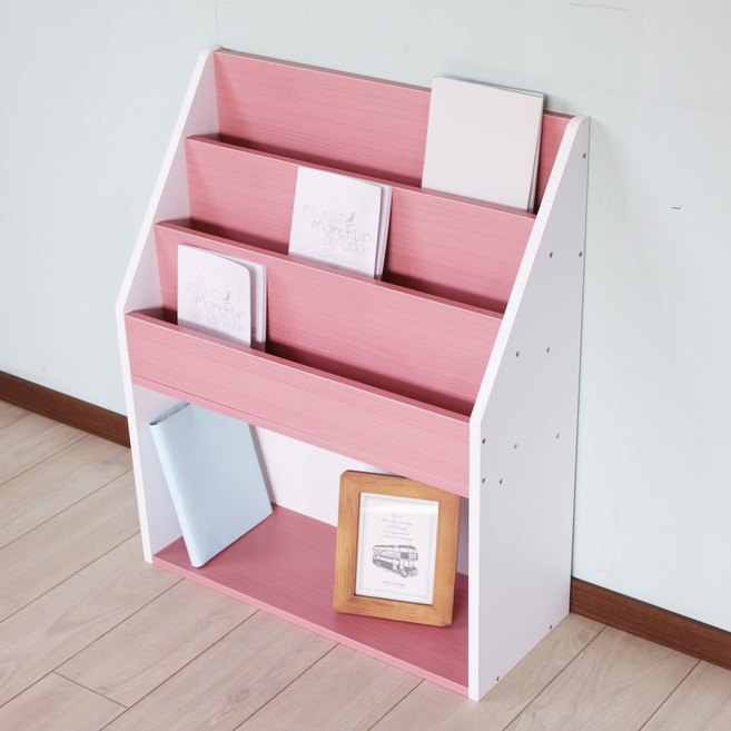 양지가구 전면책꽂이, 진달래, 3단