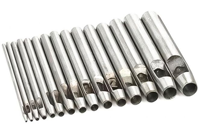 코히모 가죽 공예 원형 펀치도구 15종 세트, 실버, 1세트