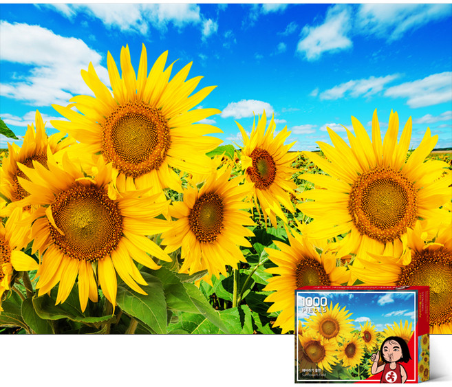 퍼즐갤러리 해바라기 들판 직소퍼즐 PG1021, 1000피스, 혼합색상, 1개